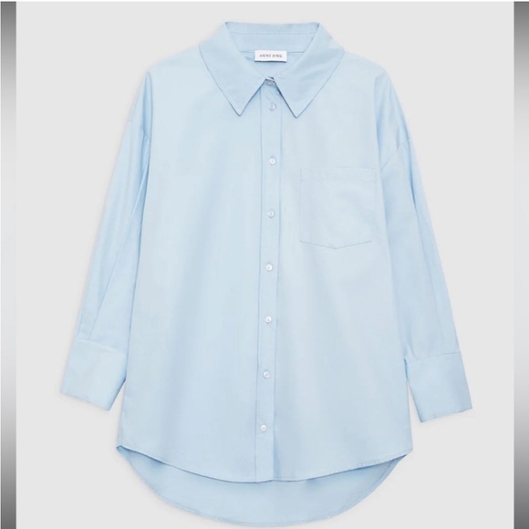 Anine Bing Mika Shirt in Blue Button Down Oxford Sz M - Picture 8 of 9